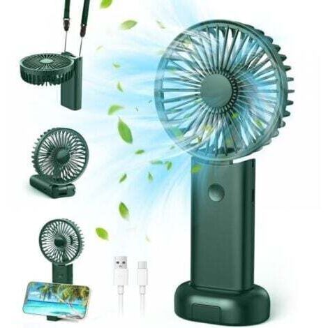 Ventilateur silencieux, rechargeable, portable, 3 vitesses, pour voyage, maquillage, camping, bureau, extérieur