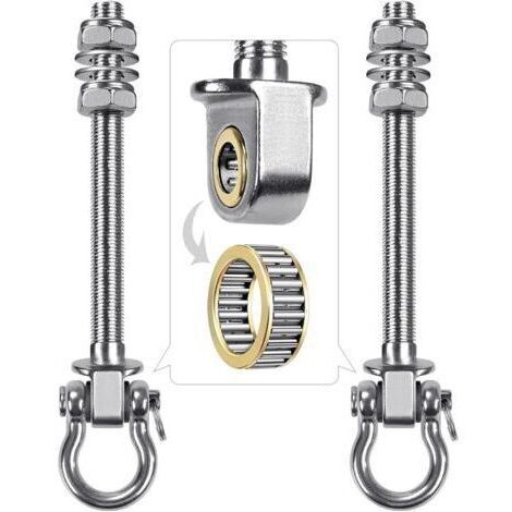 2pcs Boulons de Suspension 23.5cm Hamac Suspension pour Balançoire Kit Palier de Montage Pivotant pour Chaise d'intérieur/d'extérieur, Corde de Yoga, Sac de Frappe, Sac de Sable, 680kg