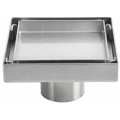 Siphon de sol invisible en acier inoxydable 304 drain de sol déodorant épaissi carré 1010cm (1/5)