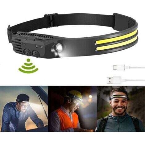 Lampe frontale LED rechargeable, lampe frontale USB, lampe frontale pour la pêche et la course en plein air.