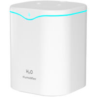 Aougo – Humidificateur d'air 2L – Ultrasonique silencieux – Débit 280 ml/h – Modes continu et intermittent – Veilleuse colorée 7 couleurs