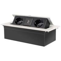 BARKBUSTERSPrise Encastrable Plan de Travail Blanc, Multiprise Plan de Travail Cuisine avec 2 Prises +2USB