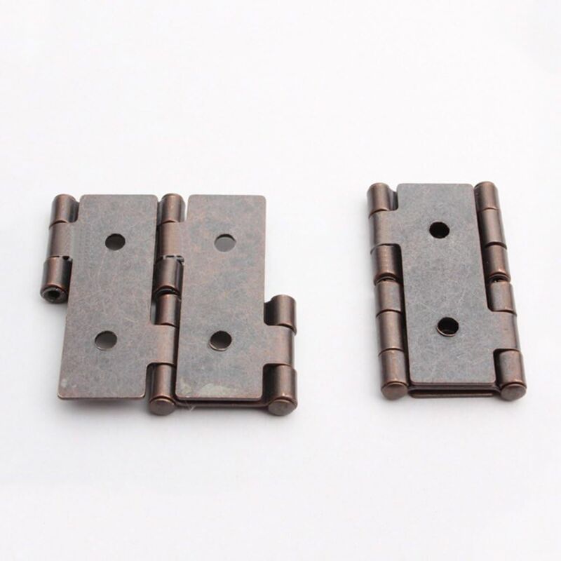 Lot De 6 Charnières Doubles Effet Bronze - Style Rétro Pliable, Métal, Dimensions 46x54mm
