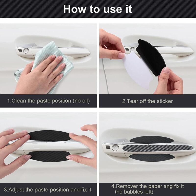 4 Pièces Film Protection Poignée Porte Voiture Adunsiaoto Fibre Carbone Anti-Rayures