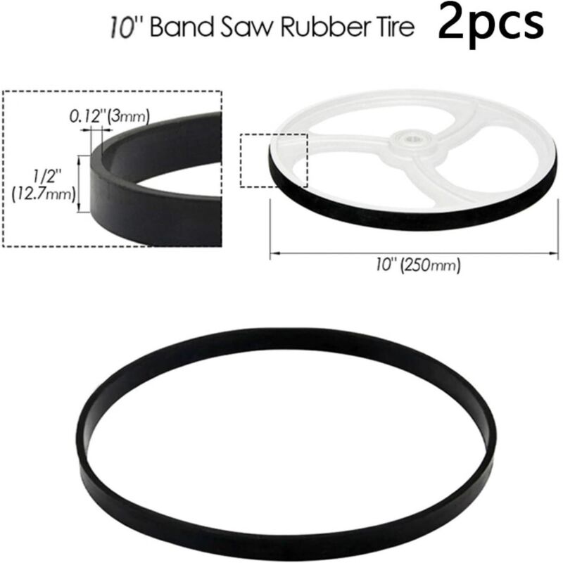 Lot 2 Anneaux Caoutchouc Antidérapants Scie à Ruban 35,6cm - Pour Roues 350mm