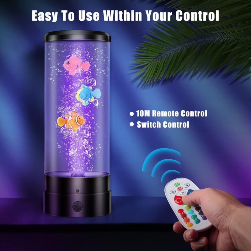 Lampe à Lave Poisson Bulles LED 29 Cm USB - 16 Couleurs Lampe Ambiance Enfant