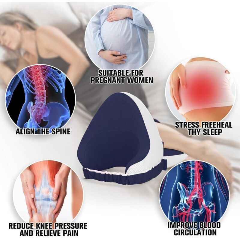 Coussin Genou Pour Dormir Sur Le Côté – Orthopédique, Mousse Mémoire, Forme Cœur, Gris Foncé
