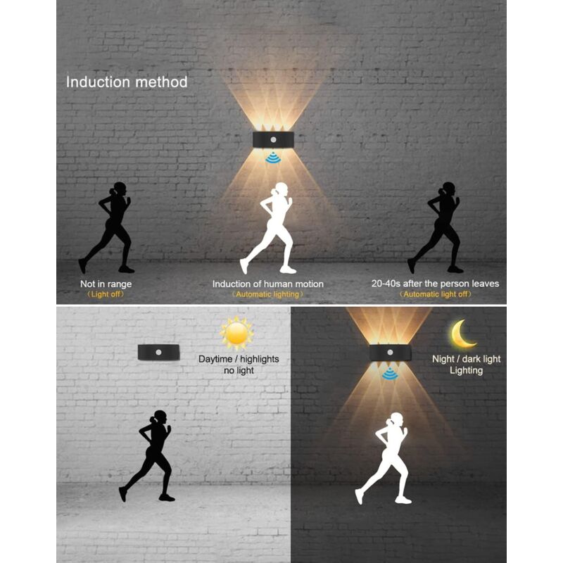 Applique murale LED cube, haut/bas blanc chaud applique murale pour extérieur/intérieur, étanche IP65, détecteur de mouvement, blanc | Leroy Merlin