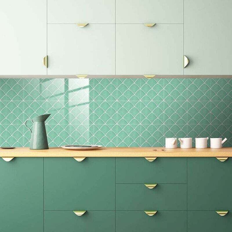 Lot De 10 Carreaux Adhésifs Mosaïque 3D Vert - Autocollants Cuisine Et Salle De Bain 22,9x22,9cm