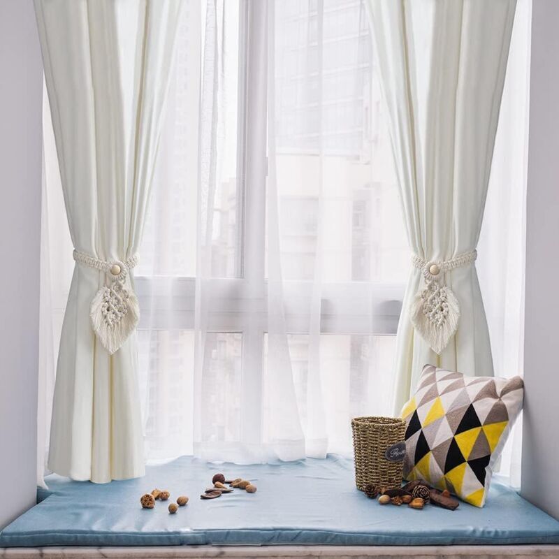 Pesi Per Tende Embrasses Rideaux Bohème ANBOWEI - 4 Pièces Coton Tissé Main Avec Perles Bois - Style Macramé Beige Style Boho Salon Pesi Per Tende Embrasses Rideaux Bohème ANBOWEI - 4 Pièces Coton Tissé Main Avec Perles Bois - Style Macramé Beige Style Boho Salon