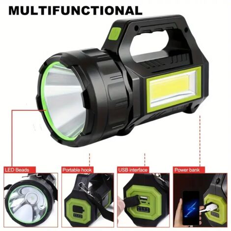 Lampe de poche LED solaire rechargeable par USB de 200 lumens, idéale pour le camping, la randonnée et les situations d'urgence. Indispensable pour le camping. (1/3)
