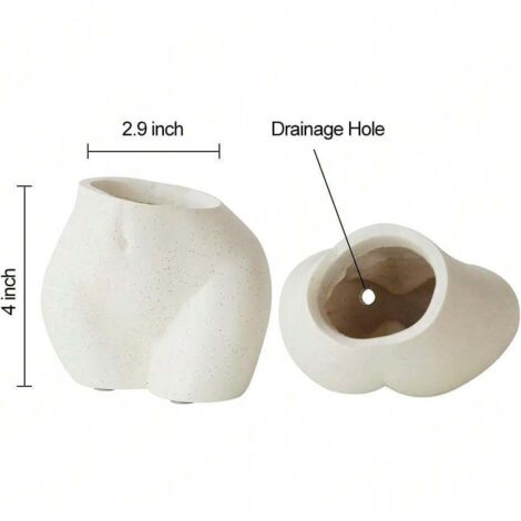 Mini pot de fleurs femelle en résine, pot de jardin extérieur avec trous de drainage pour plantes d'intérieur et d'extérieur, blanc, 12,7 cm (1/5)