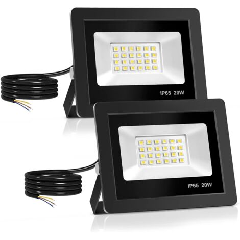 20W Projecteur LED, Spot LED avec 24 LEDs Eclairage Exterieur IP65 Etanche, Projecteur LED Extérieur 6500K Éclairage mural d'extérieur pour Jardin, Patio, Garage, Entrée (2 PCS) [Classe énergétique E] (1/5)