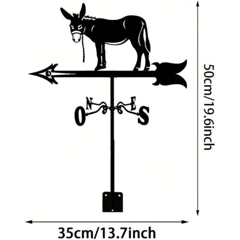 Girouette âne en métal vintage avec décoration animalière pour jardin, tonnelle, terrasse ou extérieur (1/5)