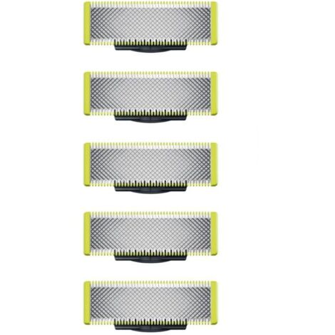 Applicable à OneBlade - Lames de rechange, pour rasoir/tondeuse électrique OneBlade, acier inoxydable robuste, taille, stylisation et rasage, lot de 5 (1/5)