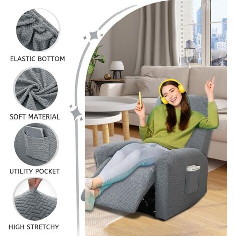Housse de fauteuil inclinable 100 % étanche, housses antidérapantes pour fauteuil inclinable avec poche, housse de chaise inclinable lavable(DARK GRAY Housse de fauteuil inclinable 100 % étanche, housses antidérapantes pour fauteuil inclinable avec poche, housse de chaise inclinable lavable(DARK GRAY