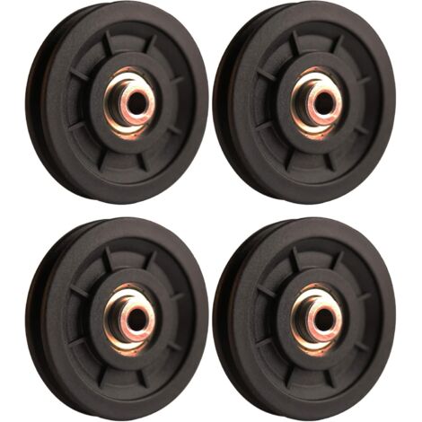 Accessoire de levage,4 pcs 110 mm Roulement Poulie Nylon, Poulie Musculation, Roue Universelle pour câble Machine Gym équipement Porte de Garage
