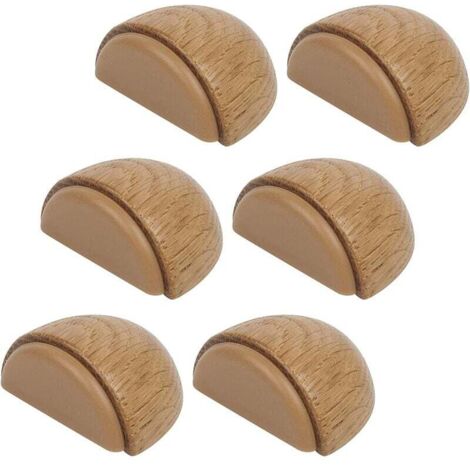 Lot de 6 Butée de Portes - Arrêt de Porte Adhesive en Bois pour Sol et Parquet – Stop Porte Adhésif - Butoir de Porte (Chêne Naturel) (1/5)