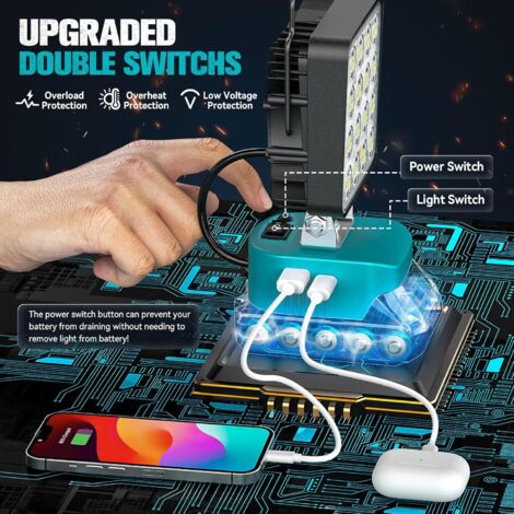 Lampe De Travail / Lanterne Camping LED 2400 Lumens Pour Batterie Makita 18V