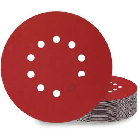 Disques de Ponçage 225 mm 25 Pièces Grain P800 10 Trous Disques Abrasifs 225 mm Ronds Papier Abrasif for Ponceuse