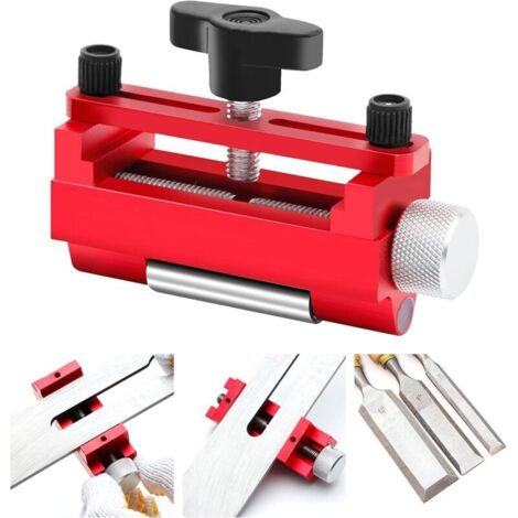 Guide d'affûtage ciseaux à bois – Gabarit avec rouleau extensible – Vis de renforcement pour affûtage précis – Largeur 0-6,7 cm