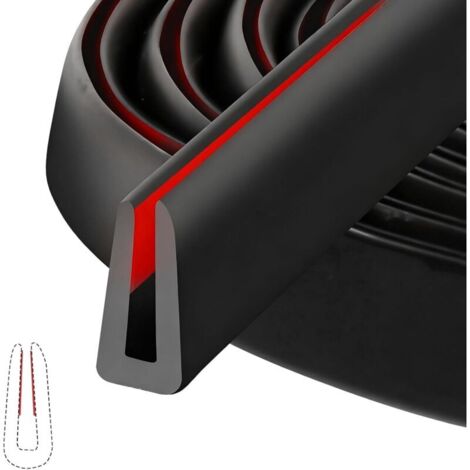 Joint de Protection Bord de Tôle - Bande d\'Étanchéité en Caoutchouc pour Portière Voiture, Protection Antichoc pour Portes et Fenêtres, Joint U pour Plaques Métalliques (3 Mètres, 1.6mm, Noir)