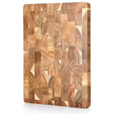 Planche à découper en bois d'acacia 34 x 24 x 2,5 cm – Grain fin – Bloc de boucher épais et durable – Pour cuisines professionnelles