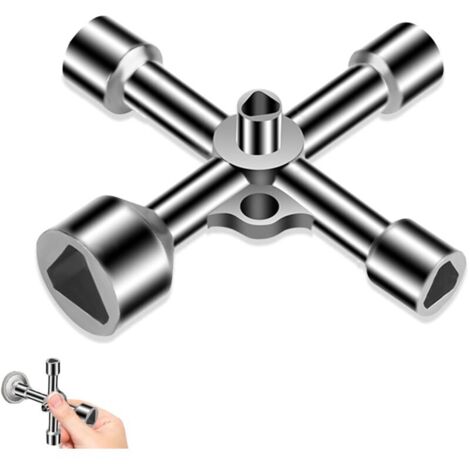 4 Voies 5 Clé Triangle, 7mm/10mm/12mm/13mm/18mm Clef Triangle, Cle Triangle, Clé Universelle, Cle Carre pour Coffret Électrique, Gaz, Eau, Compteur Électrique, Coffret, Armoire