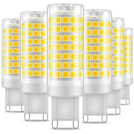 Ampoule LED G9, 7W équivalent aux ampoules halogènes 60W, 650LM, blanc lumière du jour 6000K, ampoules G9 à économie d'énergie non dimmable, pack de 6