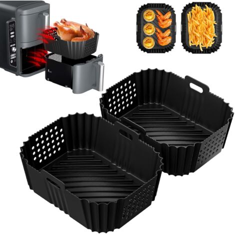 2 Paquet Moule Silicone Air Fryer pour Ninja Double Stack XL Friteuse Sans Huile SL400EU, Moule Accessoires Airfryer pour Foodi Max Dual Zone 9.5l AF400EU AF300EU 7.5L, Plat Pour Cuisine