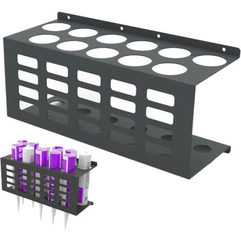 Support mural en acier pour tubes de calfeutrage – Capacité 11 tubes – Dimensions 398x159x152 mm – Installation rapide avec vis incluses (1/5)