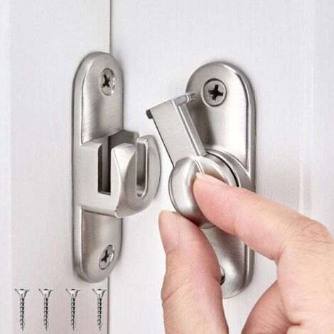Verrou porte coulissante en alliage de zinc – Serrure intérieure 90/180° – Résistante à l'humidité et à la corrosion – Pour porte de salle de bain et chambre (1/5)