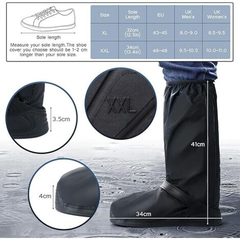 Protège-chaussures en silicone réutilisables, couvre-chaussures imperméables, couvre-chaussures coordonnants, botte de pluie en caoutchouc, couvre-chaussures pour les jours de pluie en plein air, 1 paire  15