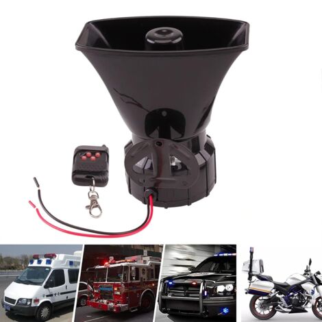 Sirène d'alarme 12V 100W sans fil – 7 sons distincts – Niveau sonore jusqu'à 120 dB – Boîtier haute résistance imperméable