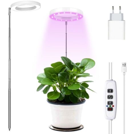 Lampe LED à spectre complet - 160 cm - Hauteur réglable - Avec minuterie de 3/9/12 heures - Avec adaptateur USB - 10 niveaux de luminosité - 3 modes d'éclairage - Pour plantes d'intérieur