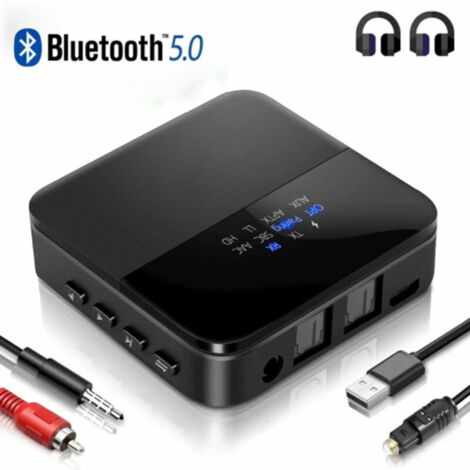 Adaptateur Bluetooth 5.0, Transmetteur Récepteur Bluetooth , Faible Latence & HD, Double Connexion, 3,5 mm AUX+ RCA + Optique Numérique Sortie, pour Système Audio Casque Stéréo TV PC
