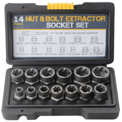 Coffret de 14 extracteur d\'écrous, douille pour extracteur de Boulon endommagés, ensemble d\'outils pour retirer les boulons