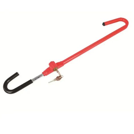 Antivol volant et pédale en acier trempé – Haute visibilité – Crochet réglable extensible – Inclus 2 clés de sécurité – Universel pour voiture et camping-car
