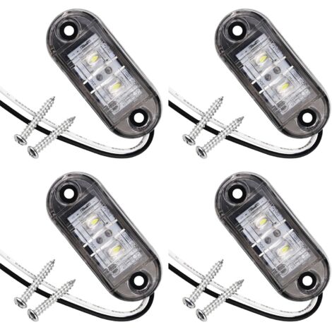 4 PCS Blanc IP65 12 V/24 V Ovale LED latérales Feux, Ovale Avant et Arrière, Feu de Position pour Camion, Remorque, Van, Caravane, Bus,LED Feux de Marquage Latéral, Haute Visibilité et Étanchéit