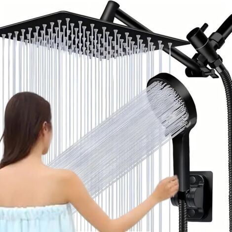 Pommeau de douche extensible 20 cm – Douchette à main 3 vitesses – Technologie de surpression d'air – Installation facile