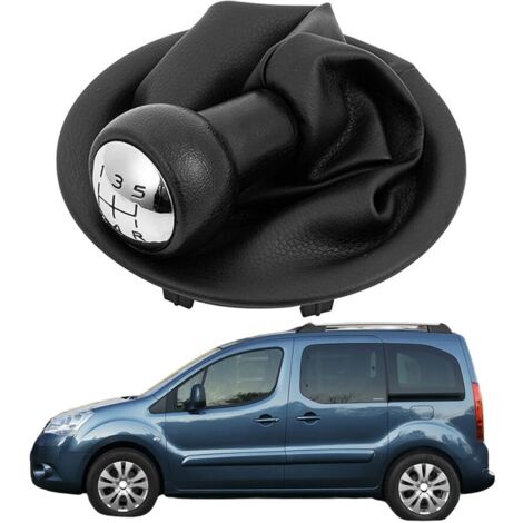 Pommeau De Levier De Vitesse Soufflet pour Citroen Berlingo Multispace 2008-2018, 5 Vitesses Voiture Couvercle Anti-PoussièRe en Cuir Noir du Cadre Kit Remplacement