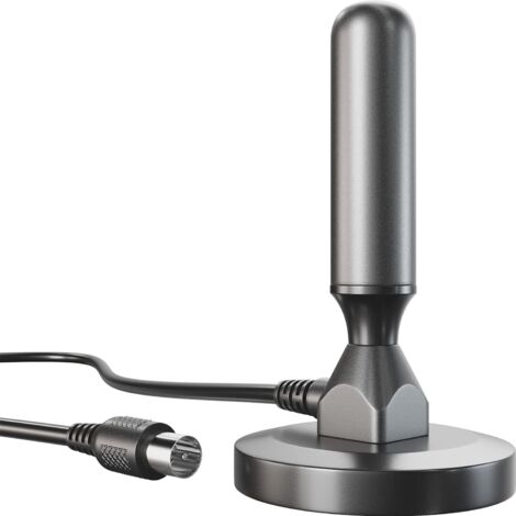 Antenne TNT HD DVB-T2 – Réception numérique optimale – Pied magnétique stable – Câble coaxial 3m – Compatible tous récepteurs TNT