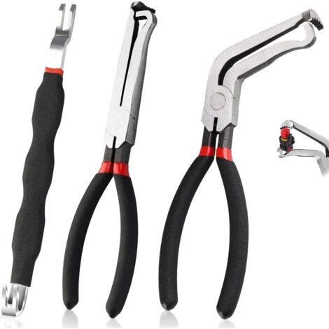 Lot de 3 pinces de déconnexion électrique de 20,3 cm à 60 degrés pour connecteurs et capteurs automobiles – Outil de retrait de prise de fil coudé