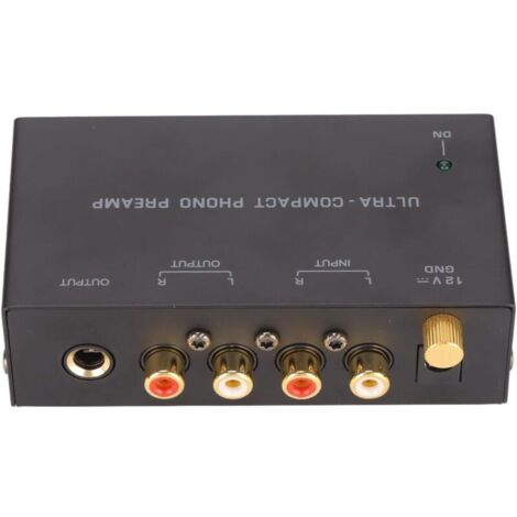 Préampli phono PP400 – Amplificateur de tourne-disque RCA stéréo – Faible bruit – Adaptateur CC 12V – Plug and play