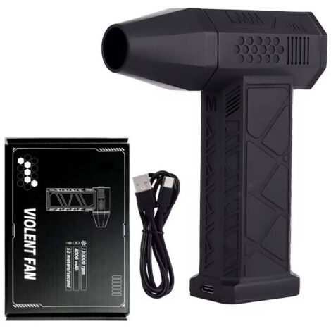 Souffleur air comprimé 130000 tr/min – Débit d'air 120 m/s – Batterie 8000 mAh – 3 vitesses pour nettoyage PC, voiture, canapé