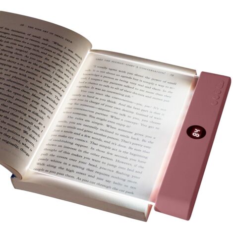 Lampe de lecture à LED – Panneau ultra-mince avec 3 couleurs de lumière – Minuterie 99 minutes – Protection des yeux – Rose
