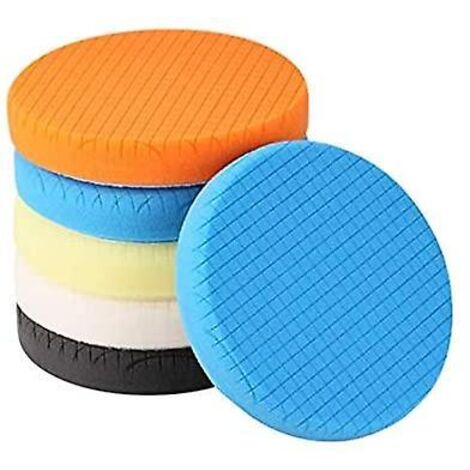 Ersandy – Kit de 5 tampons de polissage 150mm – Éponge de polissage pour voiture – Compatible avec polisseuses RO/DA – Réutilisables et lavables