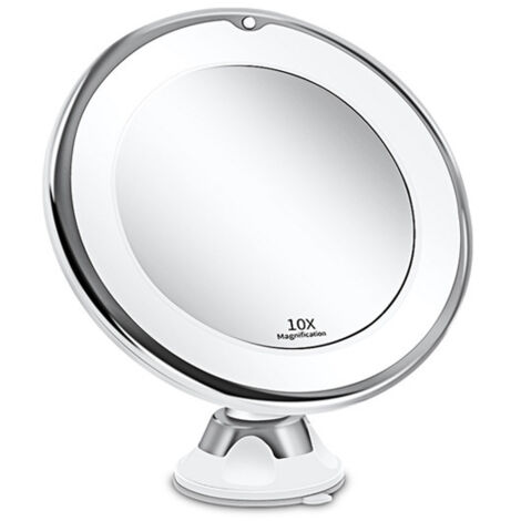 Serbia – Miroir grossissant 10x avec éclairage LED – Ventouse forte pour fixation sur surfaces lisses – Portable et léger – Idéal maquillage précis