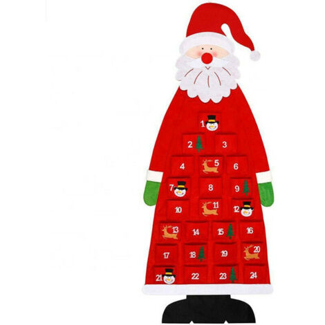 Calendrier de l'Avent de Noël Calendrier de l'Avent 3D avec compte à rebours de Noël de poche de 24 jours - Rouge (1/5)