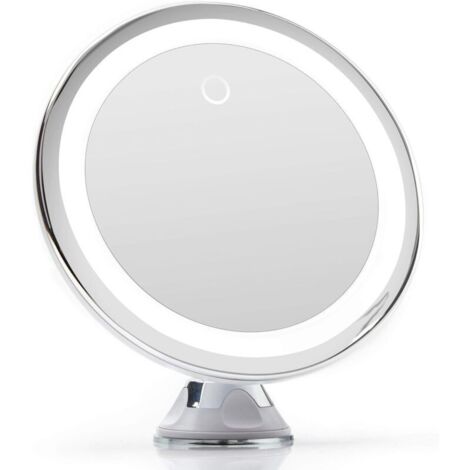 Ersandy – Miroir grossissant 10x lumineux LED – 14 lampes – Fixation ventouse – Éclairage naturel dimmable pour maquillage et toilettage